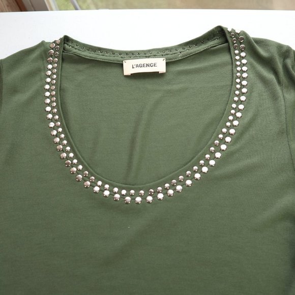 NEW L'Agence  Green embellishment neck line  size XS - Picture 2 of 10